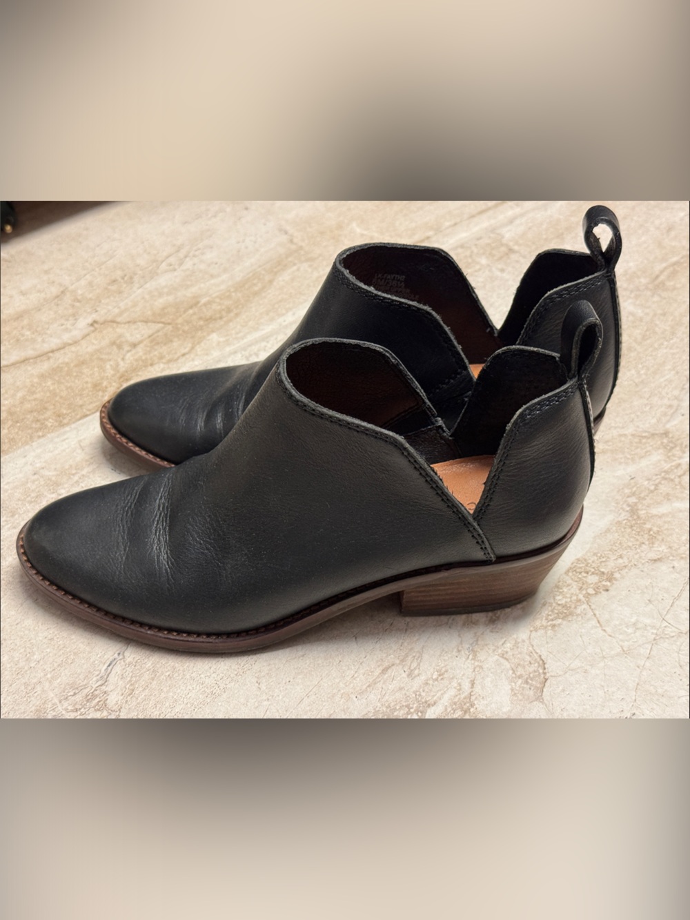 Lucky Brand Fayth 2 Black Leather Cutout Chelsea Ankle Boots